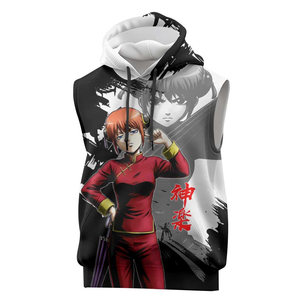 Kagura Sleeveless Hoodie Fierce Comedy Martial Ink Style