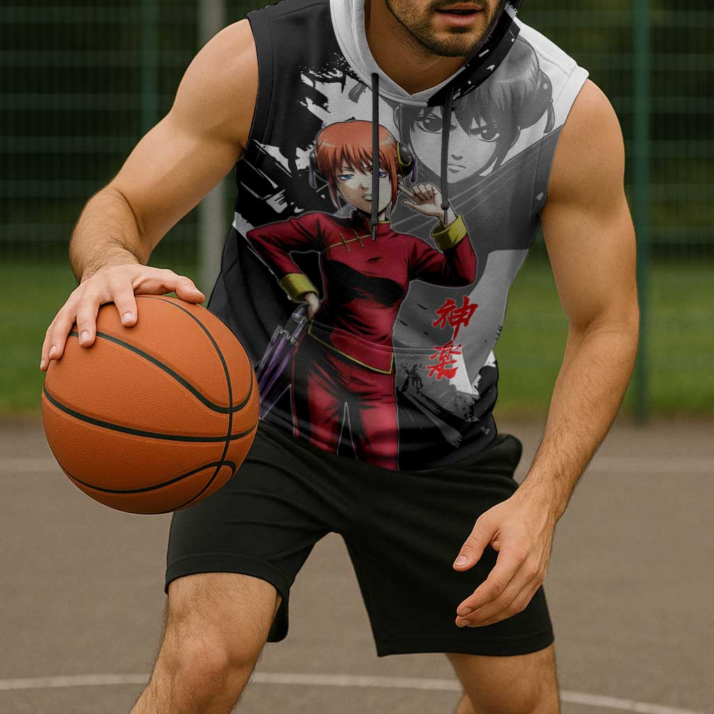 Kagura Sleeveless Hoodie Fierce Comedy Martial Ink Style