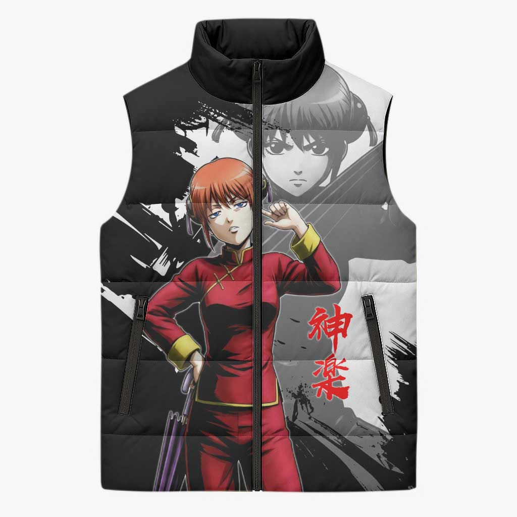 Kagura Sleeveless Puffer Jacket Fierce Comedy Martial Ink Style