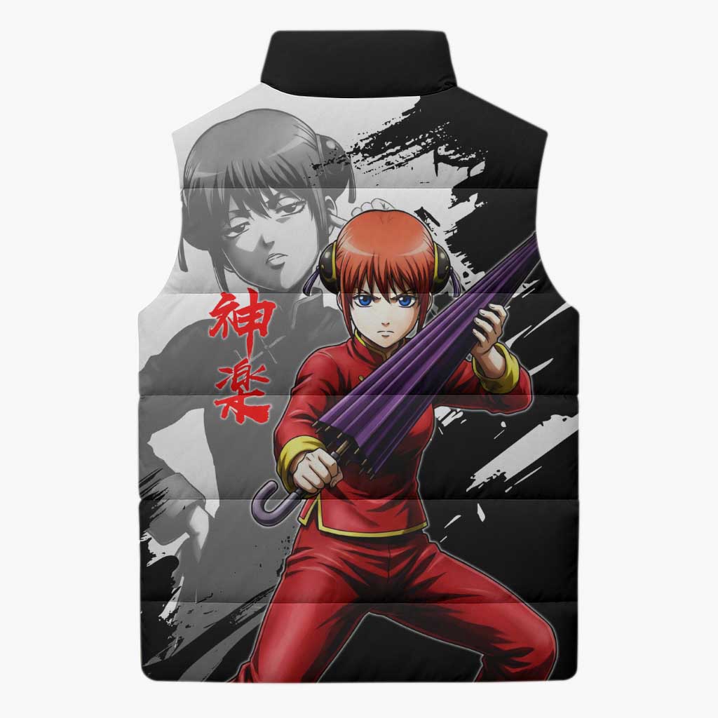 Kagura Sleeveless Puffer Jacket Fierce Comedy Martial Ink Style