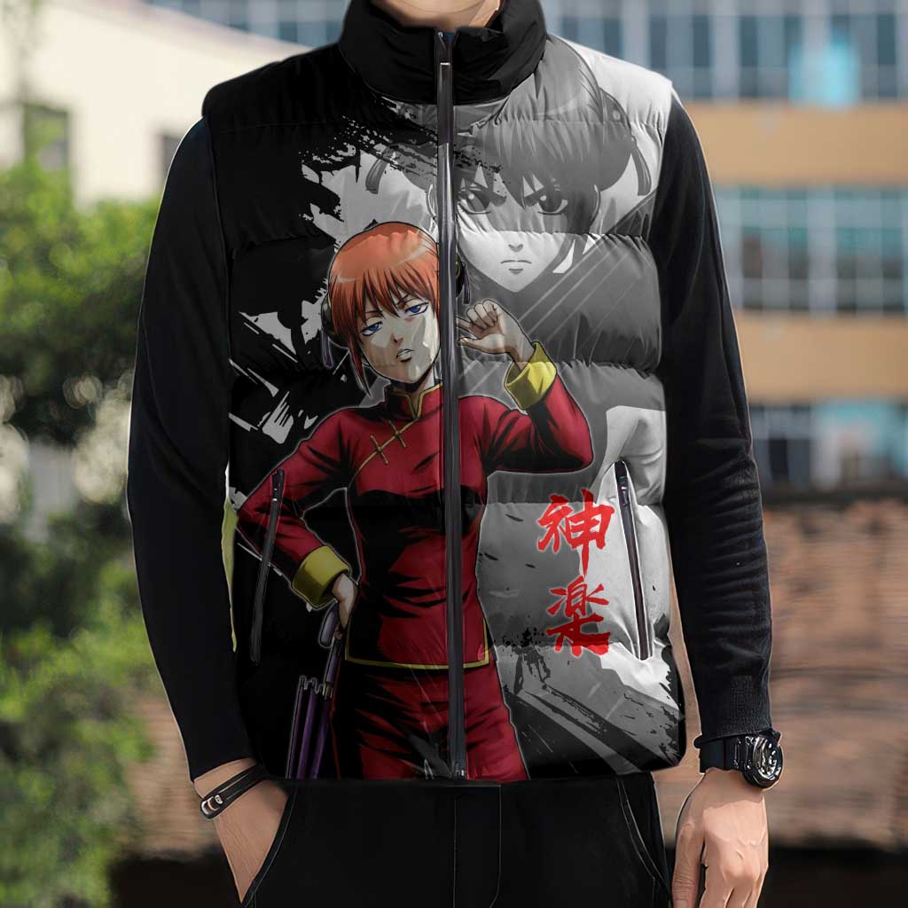 Kagura Sleeveless Puffer Jacket Fierce Comedy Martial Ink Style