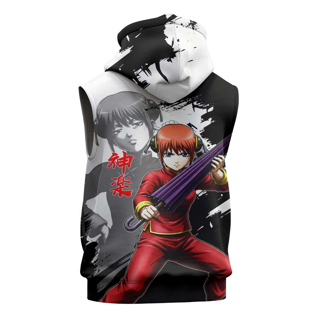Kagura Sleeveless Zip Hoodie Fierce Comedy Martial Ink Style