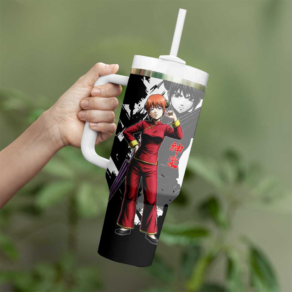 Kagura Tumbler With Handle Fierce Comedy Martial Ink Style