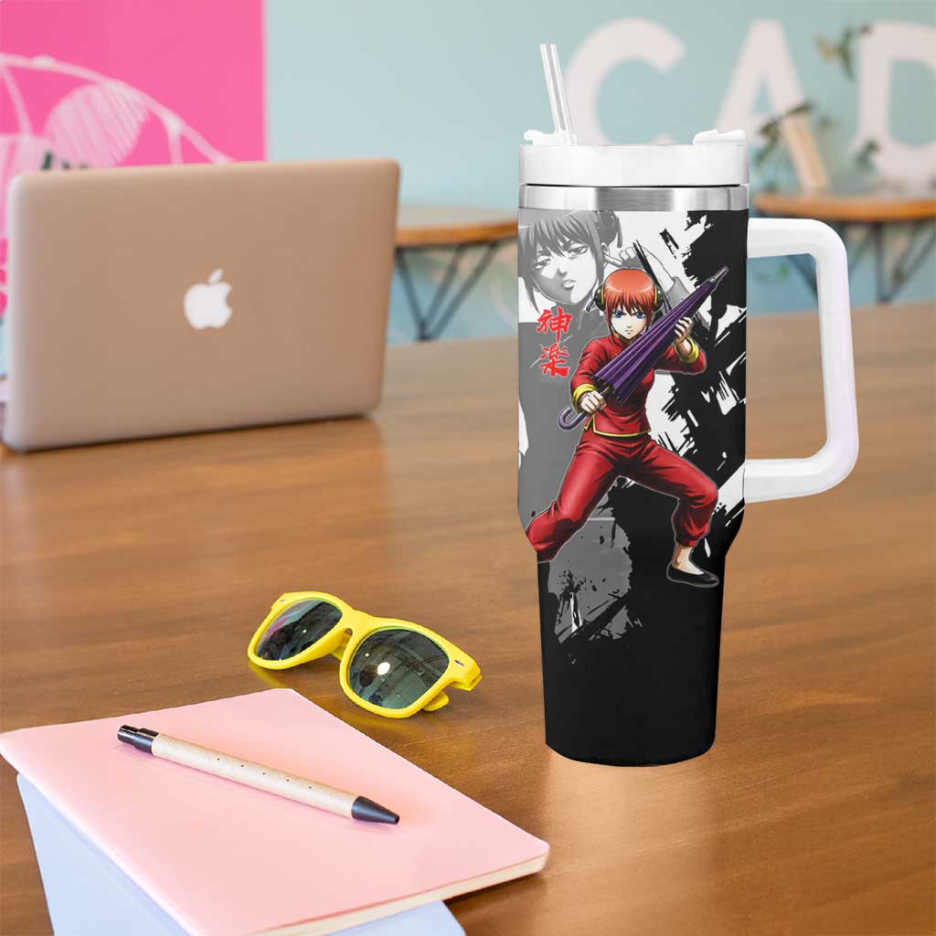 Kagura Tumbler With Handle Fierce Comedy Martial Ink Style