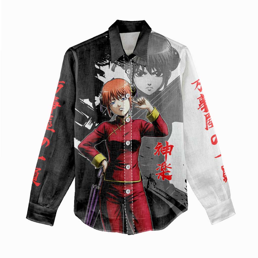 Kagura Women Casual Shirt Fierce Comedy Martial Ink Style
