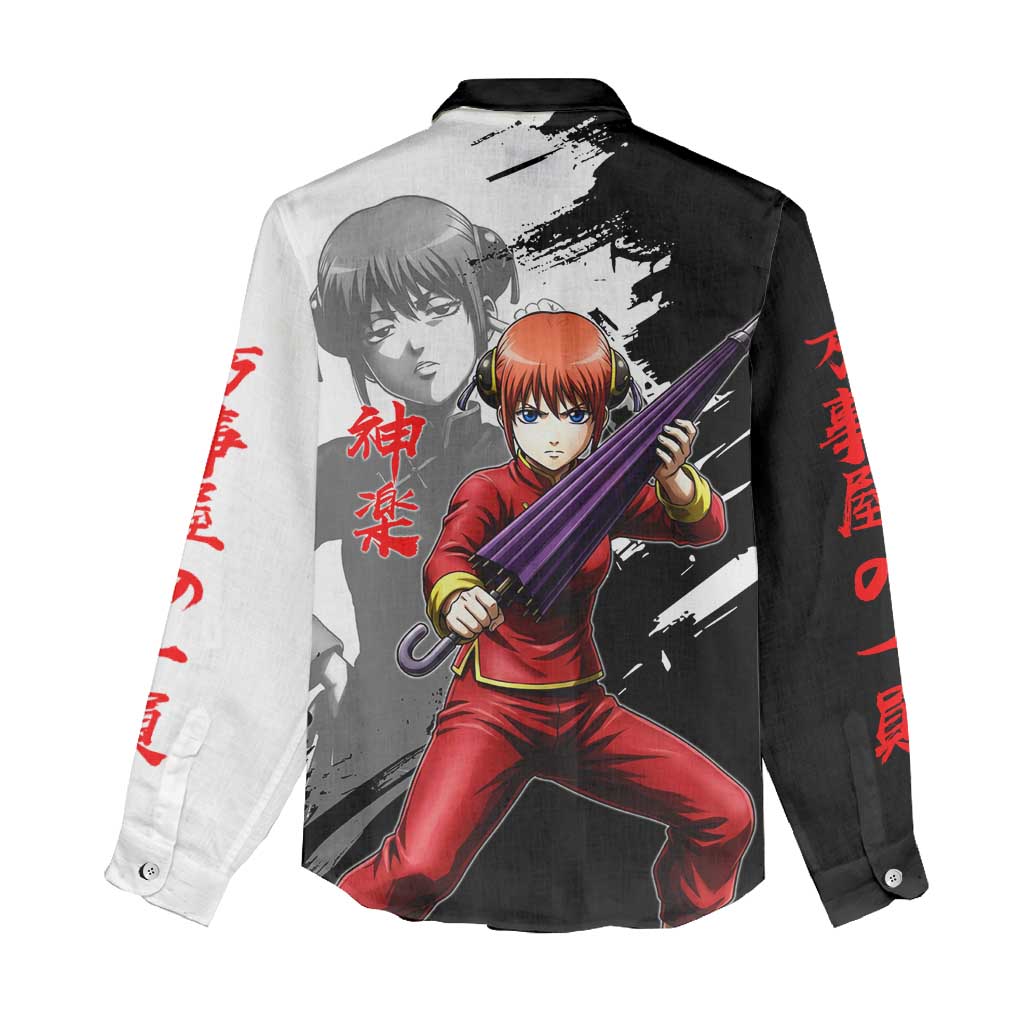 Kagura Women Casual Shirt Fierce Comedy Martial Ink Style