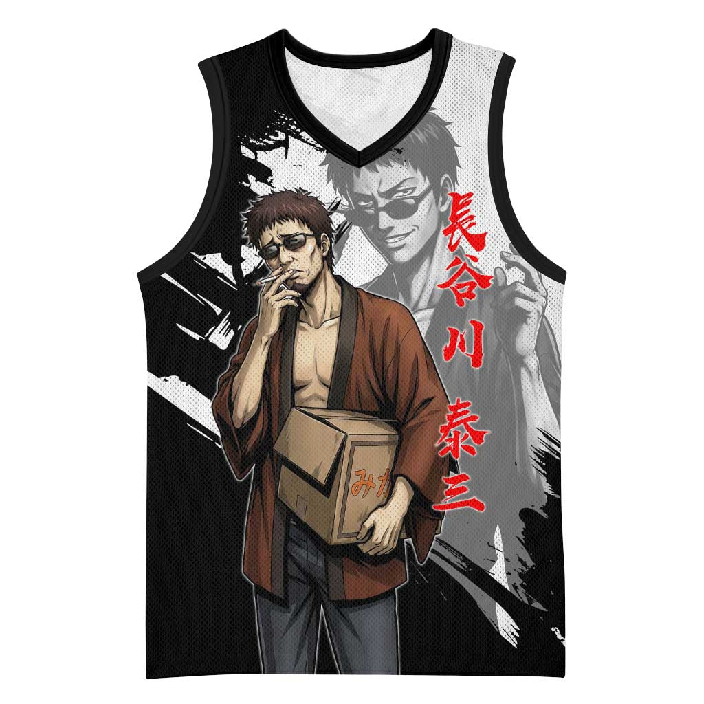 Taizo Hasegawa Basketball Jersey Grunge Edo Comedy Ink Style