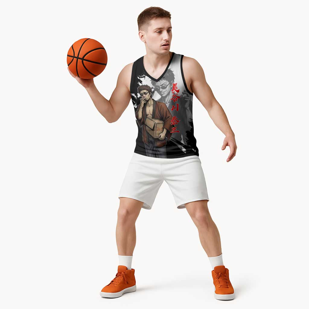 Taizo Hasegawa Basketball Jersey Grunge Edo Comedy Ink Style