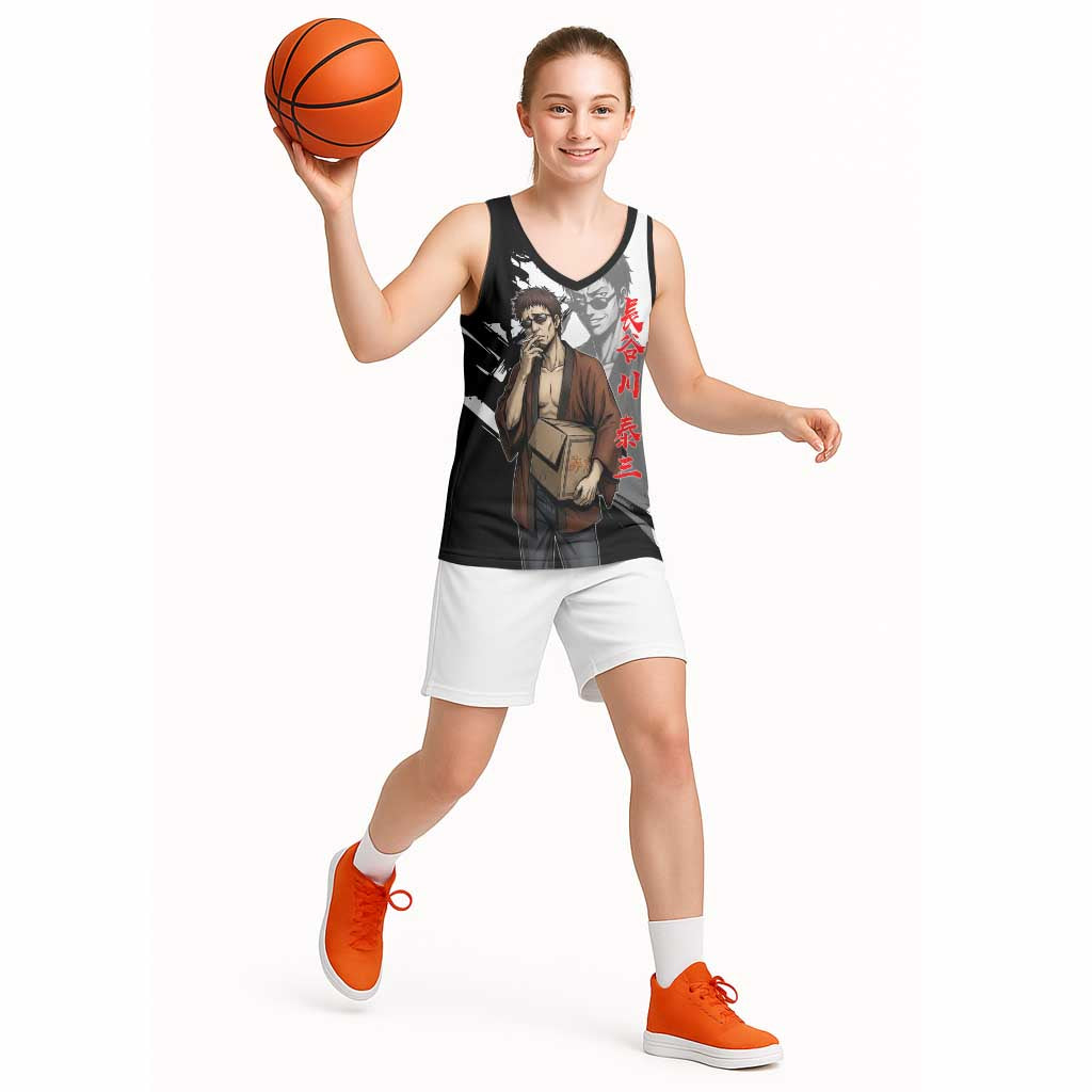 Taizo Hasegawa Basketball Jersey Grunge Edo Comedy Ink Style