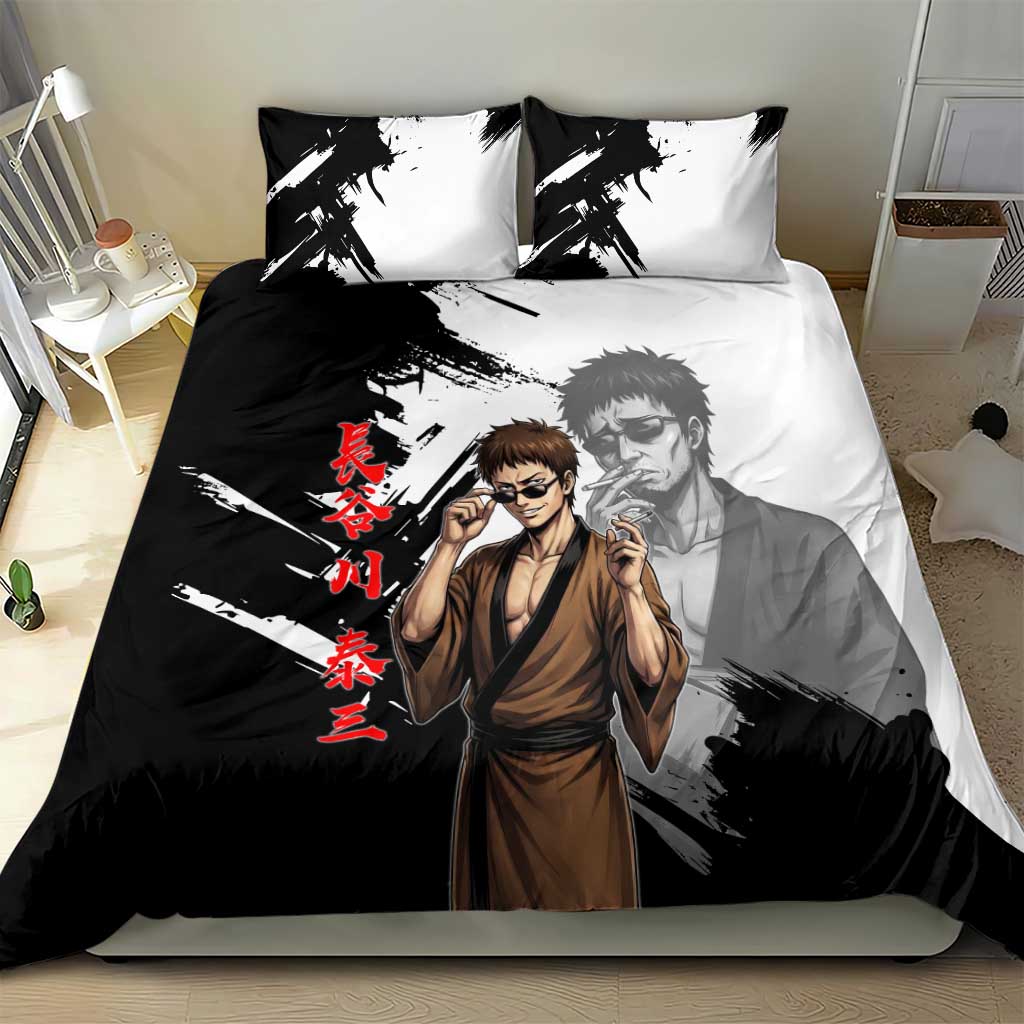 Taizo Hasegawa Bedding Set Grunge Edo Comedy Ink Style