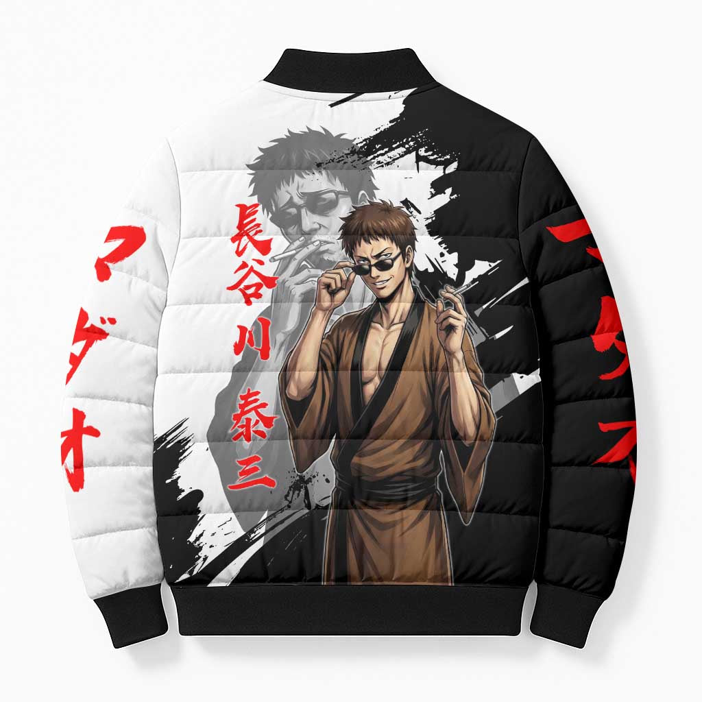 Taizo Hasegawa Bomber Puffer Jacket Grunge Edo Comedy Ink Style