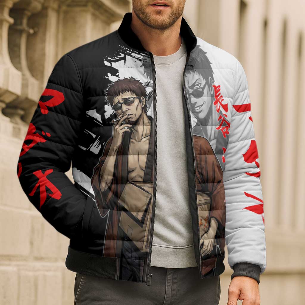 Taizo Hasegawa Bomber Puffer Jacket Grunge Edo Comedy Ink Style