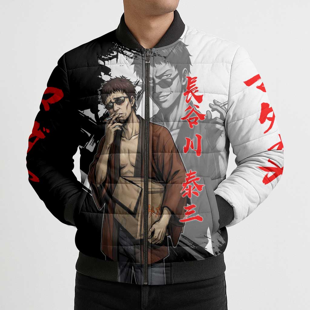 Taizo Hasegawa Bomber Puffer Jacket Grunge Edo Comedy Ink Style