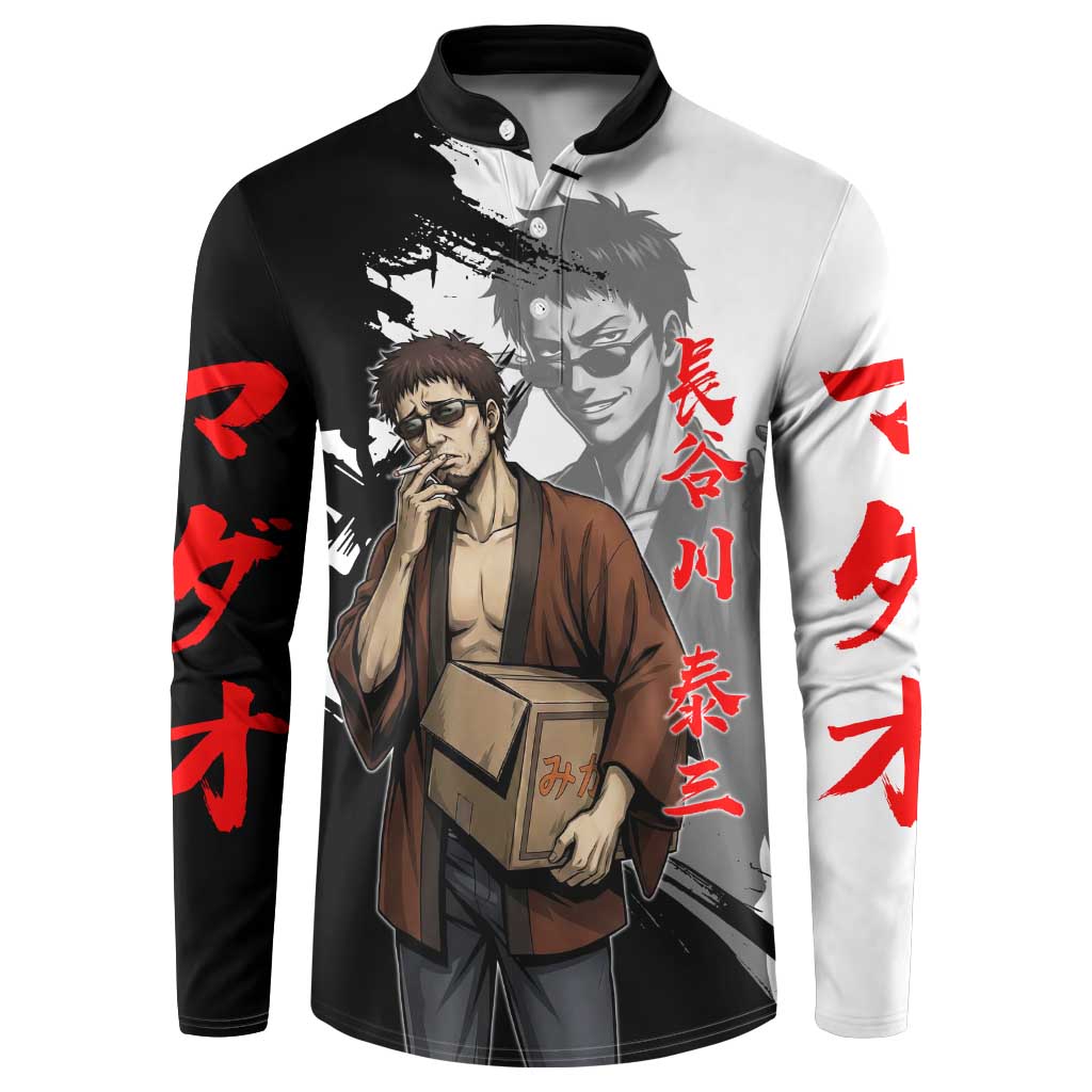 Taizo Hasegawa Button Sweatshirt Grunge Edo Comedy Ink Style