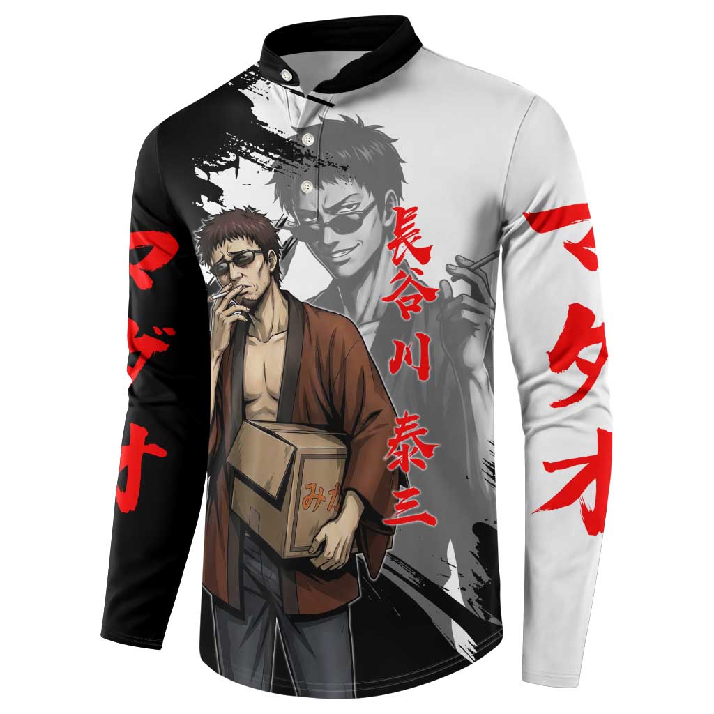 Taizo Hasegawa Button Sweatshirt Grunge Edo Comedy Ink Style