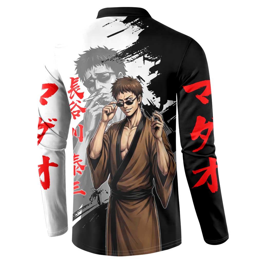 Taizo Hasegawa Button Sweatshirt Grunge Edo Comedy Ink Style