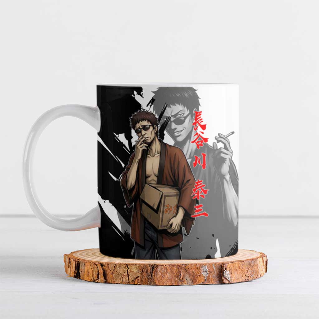 Taizo Hasegawa Ceramic Mug Grunge Edo Comedy Ink Style