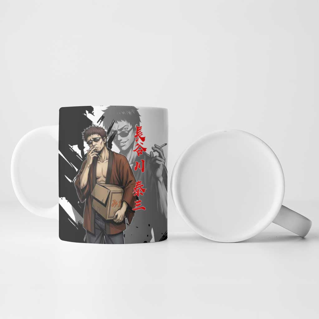 Taizo Hasegawa Ceramic Mug Grunge Edo Comedy Ink Style