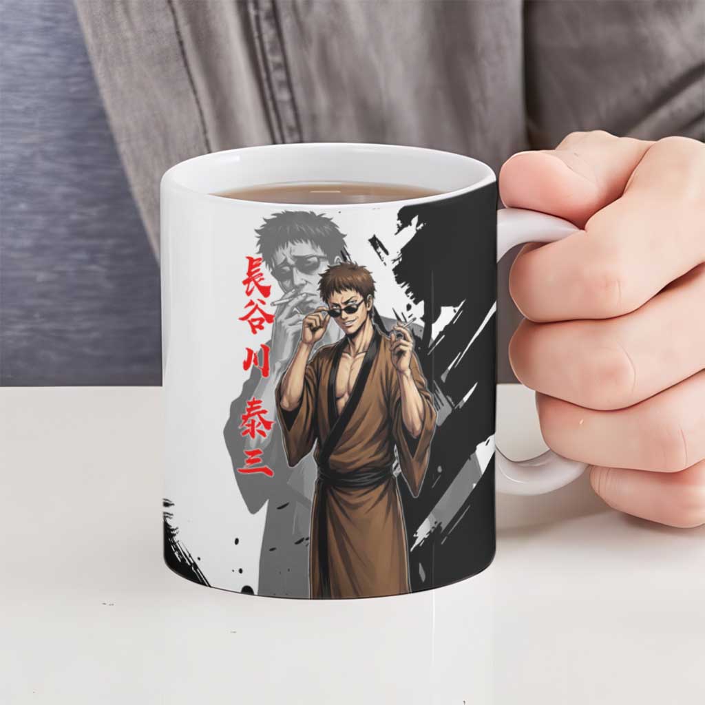 Taizo Hasegawa Ceramic Mug Grunge Edo Comedy Ink Style