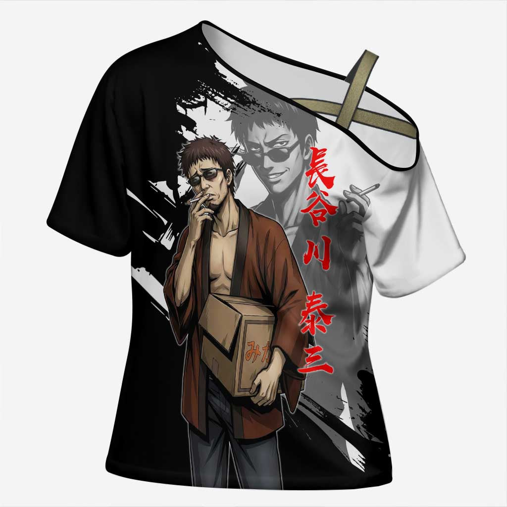 Taizo Hasegawa Cross Shoulder Shirt Grunge Edo Comedy Ink Style