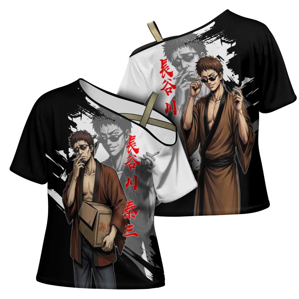 Taizo Hasegawa Cross Shoulder Shirt Grunge Edo Comedy Ink Style