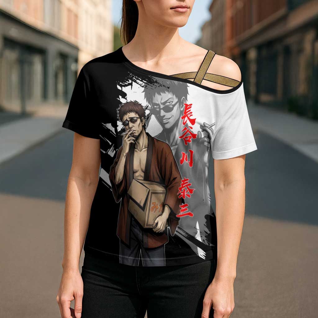 Taizo Hasegawa Cross Shoulder Shirt Grunge Edo Comedy Ink Style
