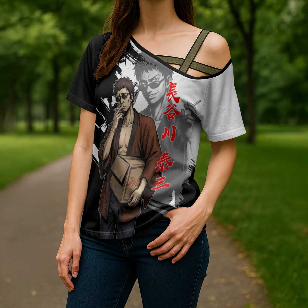 Taizo Hasegawa Cross Shoulder Shirt Grunge Edo Comedy Ink Style