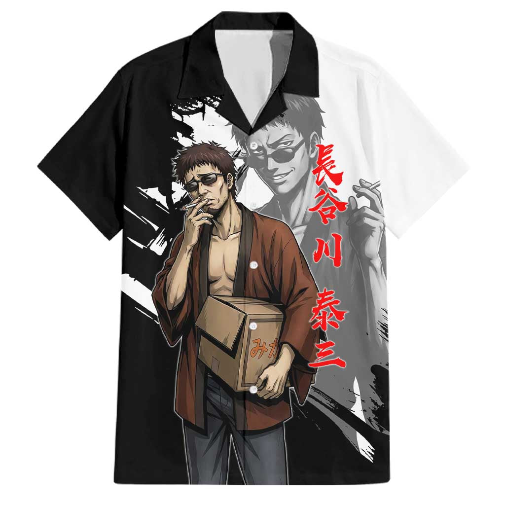 Taizo Hasegawa Family Matching Long Sleeve Bodycon Dress and Hawaiian Shirt Grunge Edo Comedy Ink Style