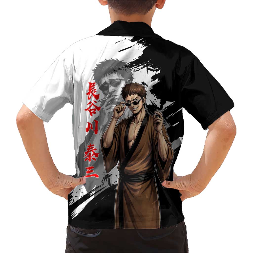 Taizo Hasegawa Family Matching Off Shoulder Short Dress and Hawaiian Shirt Grunge Edo Comedy Ink Style