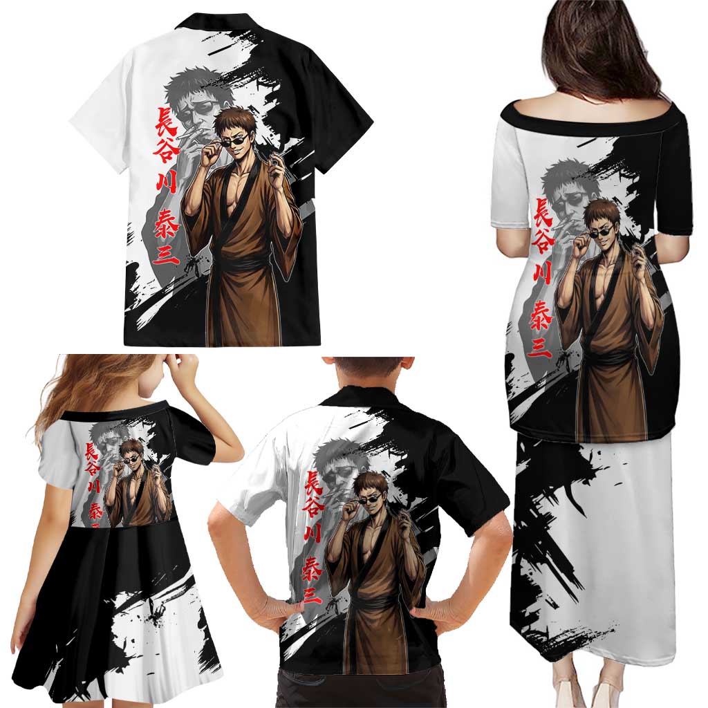 Taizo Hasegawa Family Matching Puletasi and Hawaiian Shirt Grunge Edo Comedy Ink Style