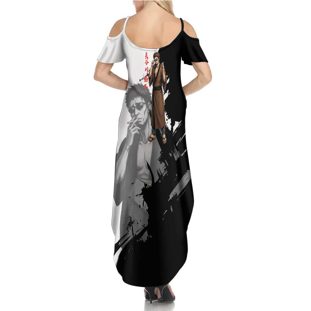 Taizo Hasegawa Family Matching Summer Maxi Dress and Hawaiian Shirt Grunge Edo Comedy Ink Style