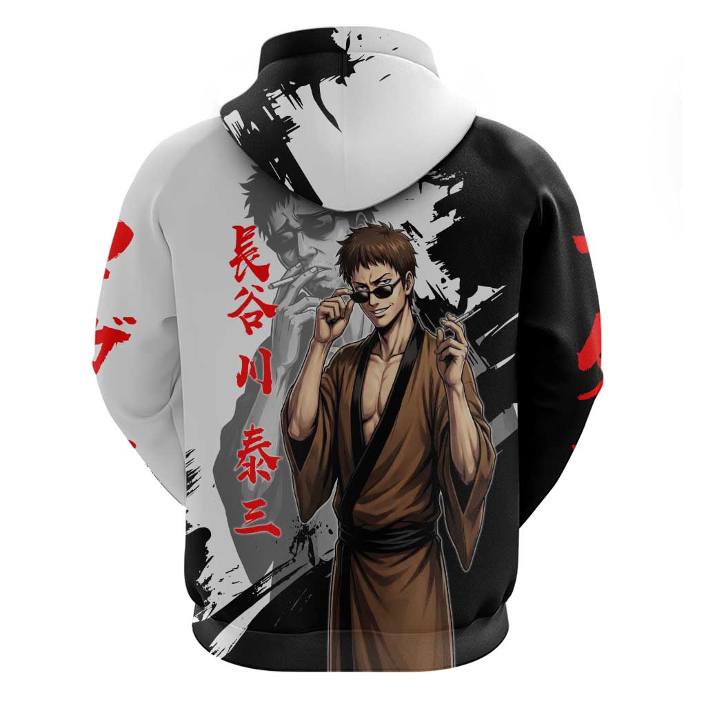 Taizo Hasegawa Hoodie Grunge Edo Comedy Ink Style