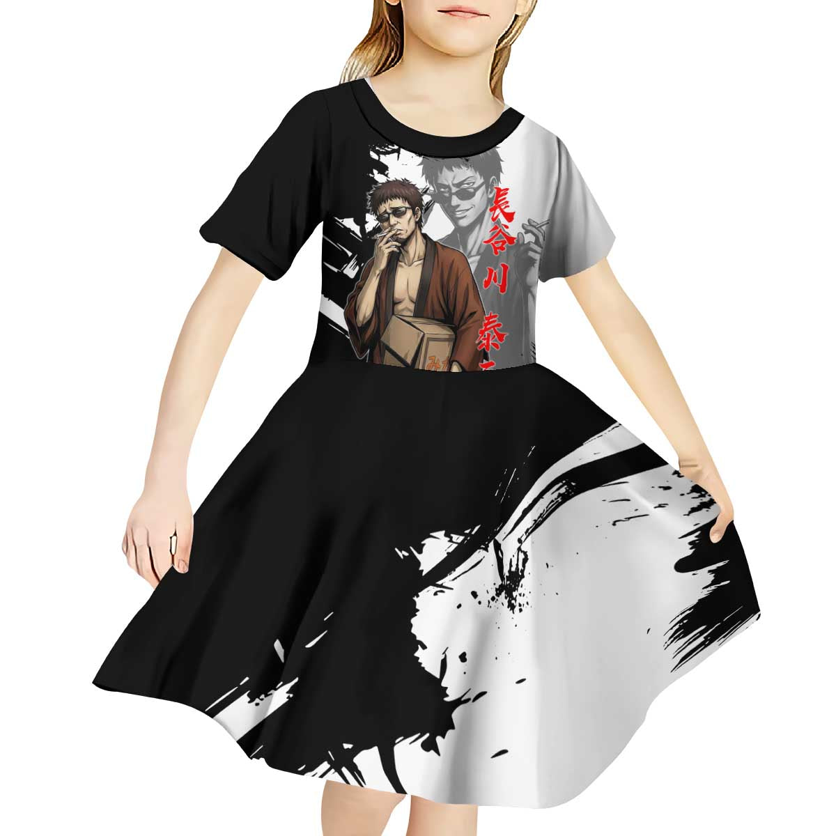 Taizo Hasegawa Kid Short Sleeve Dress Grunge Edo Comedy Ink Style