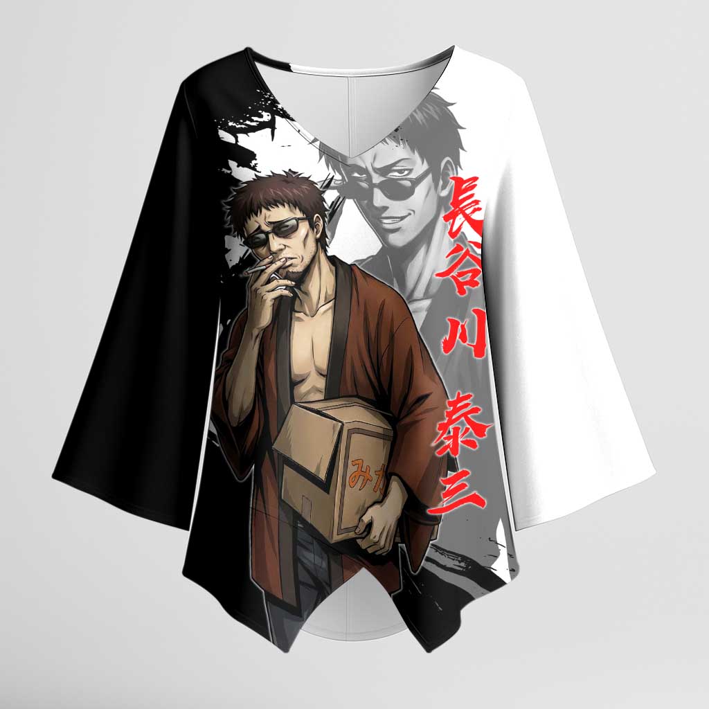 Taizo Hasegawa Kimono Sleeve Blouse Grunge Edo Comedy Ink Style