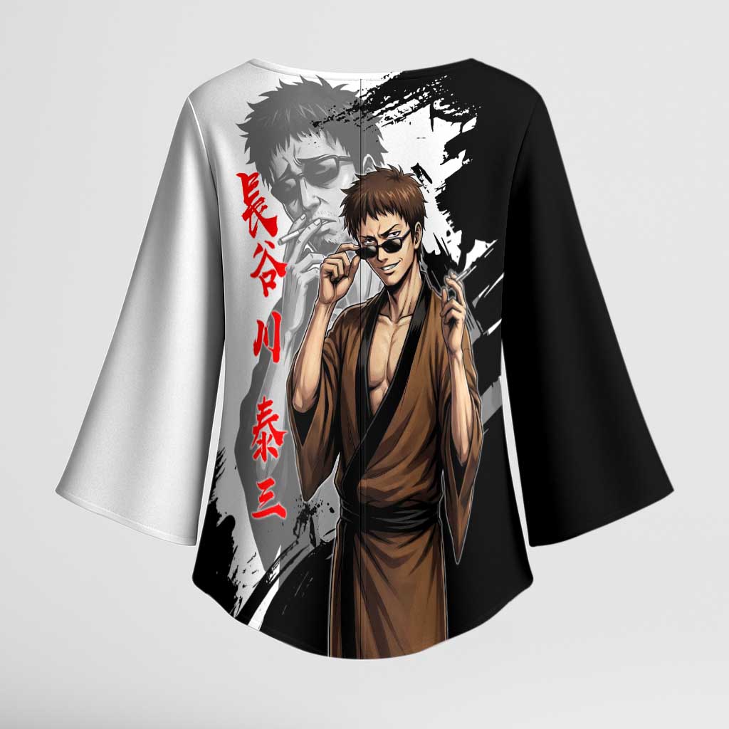 Taizo Hasegawa Kimono Sleeve Blouse Grunge Edo Comedy Ink Style