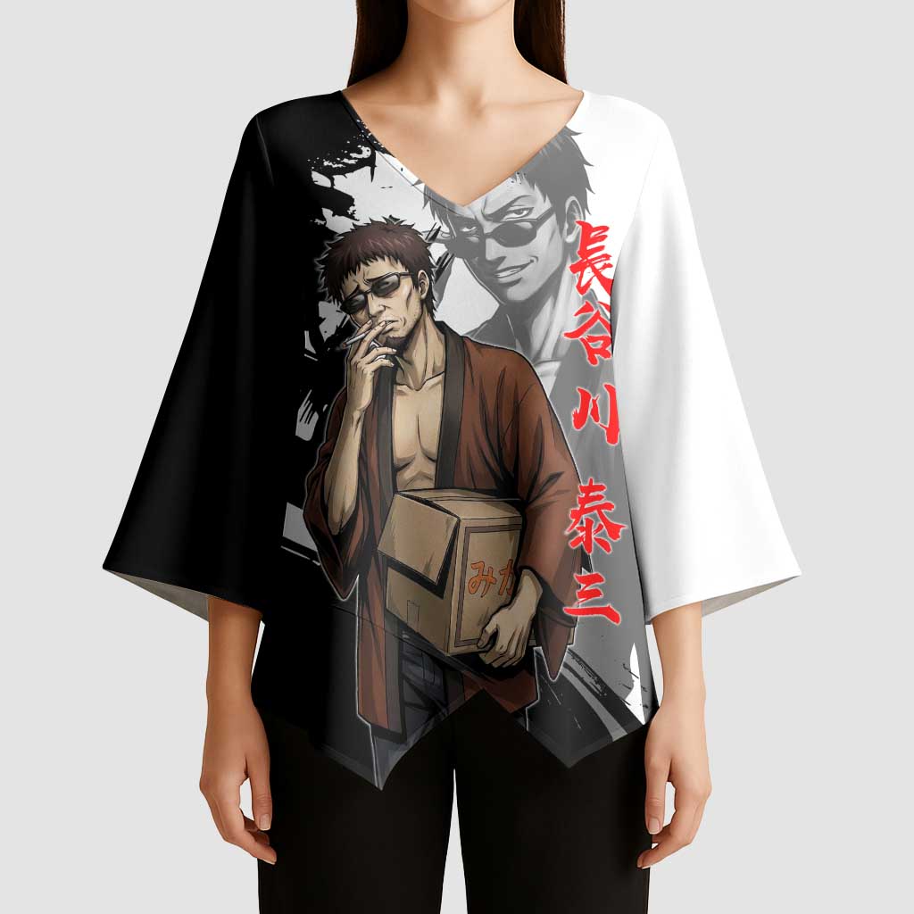 Taizo Hasegawa Kimono Sleeve Blouse Grunge Edo Comedy Ink Style