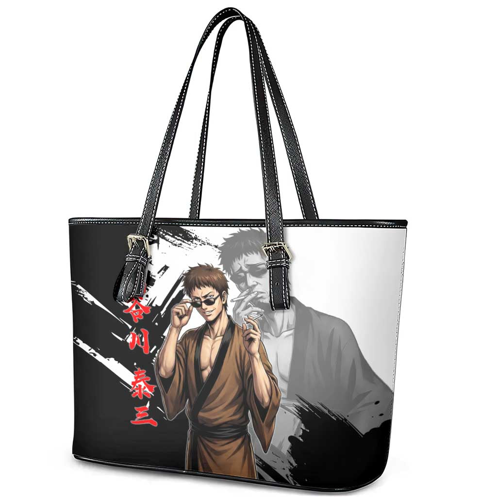 Taizo Hasegawa Leather Tote Bag Grunge Edo Comedy Ink Style