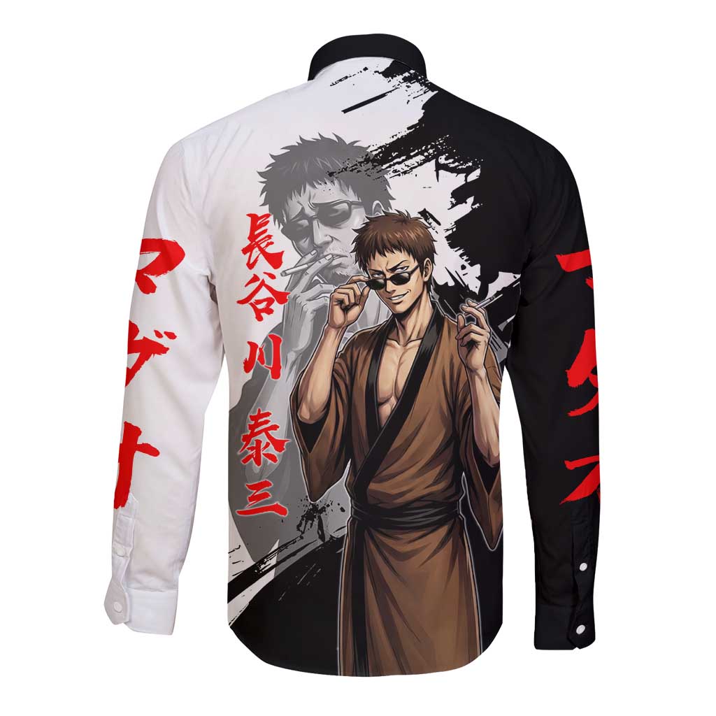 Taizo Hasegawa Long Sleeve Button Shirt Grunge Edo Comedy Ink Style