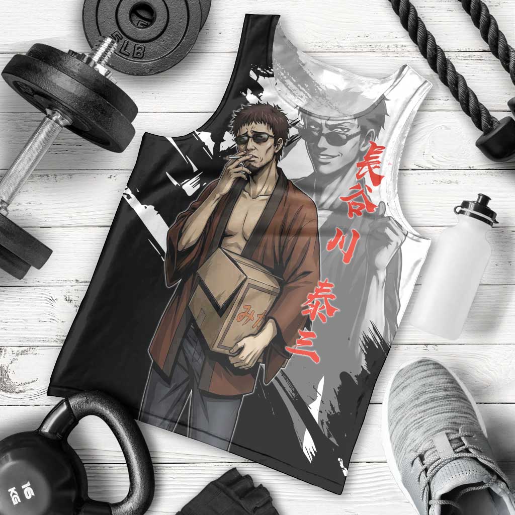 Taizo Hasegawa Men Tank Top Grunge Edo Comedy Ink Style
