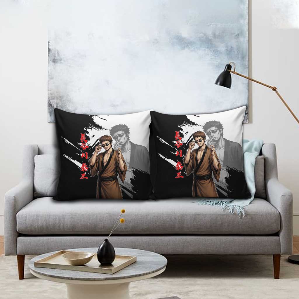 Taizo Hasegawa Pillow Cover Grunge Edo Comedy Ink Style
