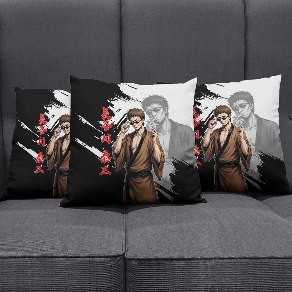 Taizo Hasegawa Pillow Cover Grunge Edo Comedy Ink Style