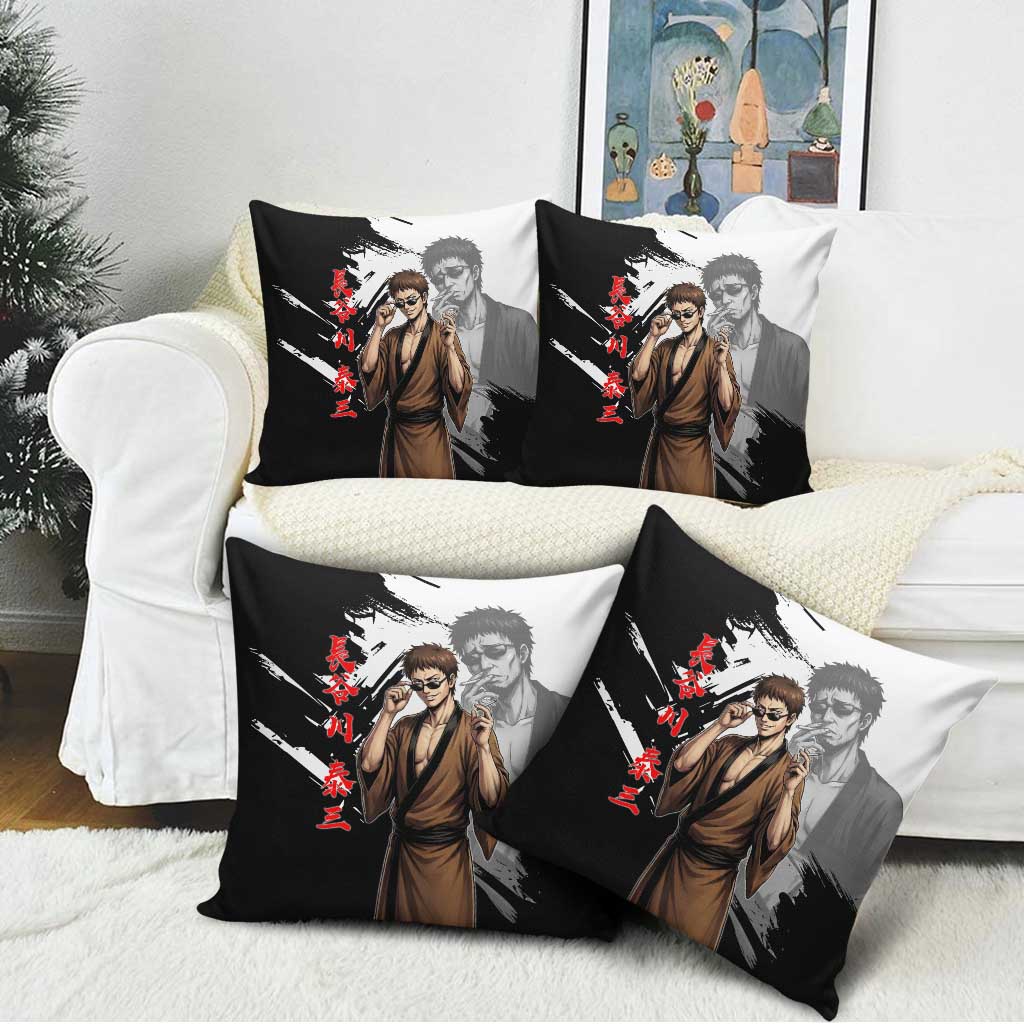 Taizo Hasegawa Pillow Cover Grunge Edo Comedy Ink Style