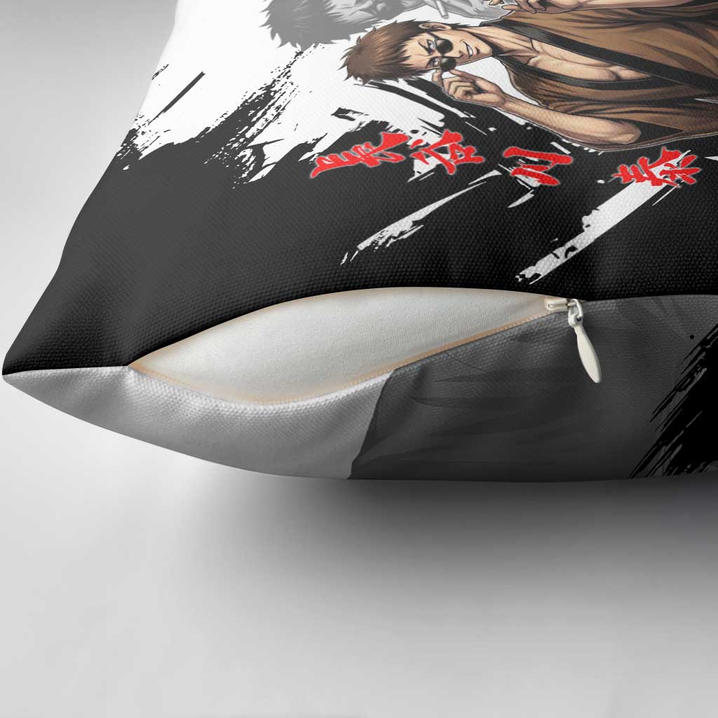 Taizo Hasegawa Pillow Cover Grunge Edo Comedy Ink Style