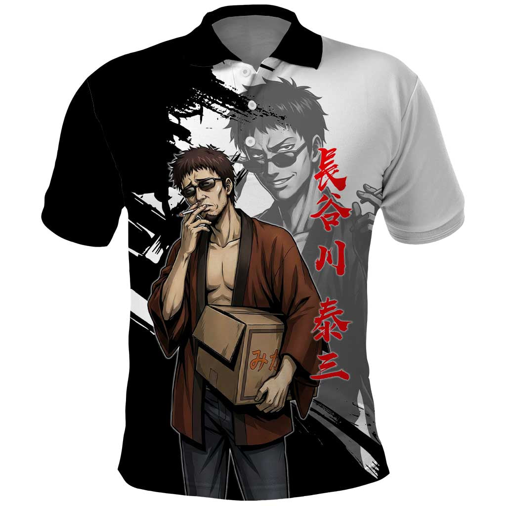 Taizo Hasegawa Polo Shirt Grunge Edo Comedy Ink Style