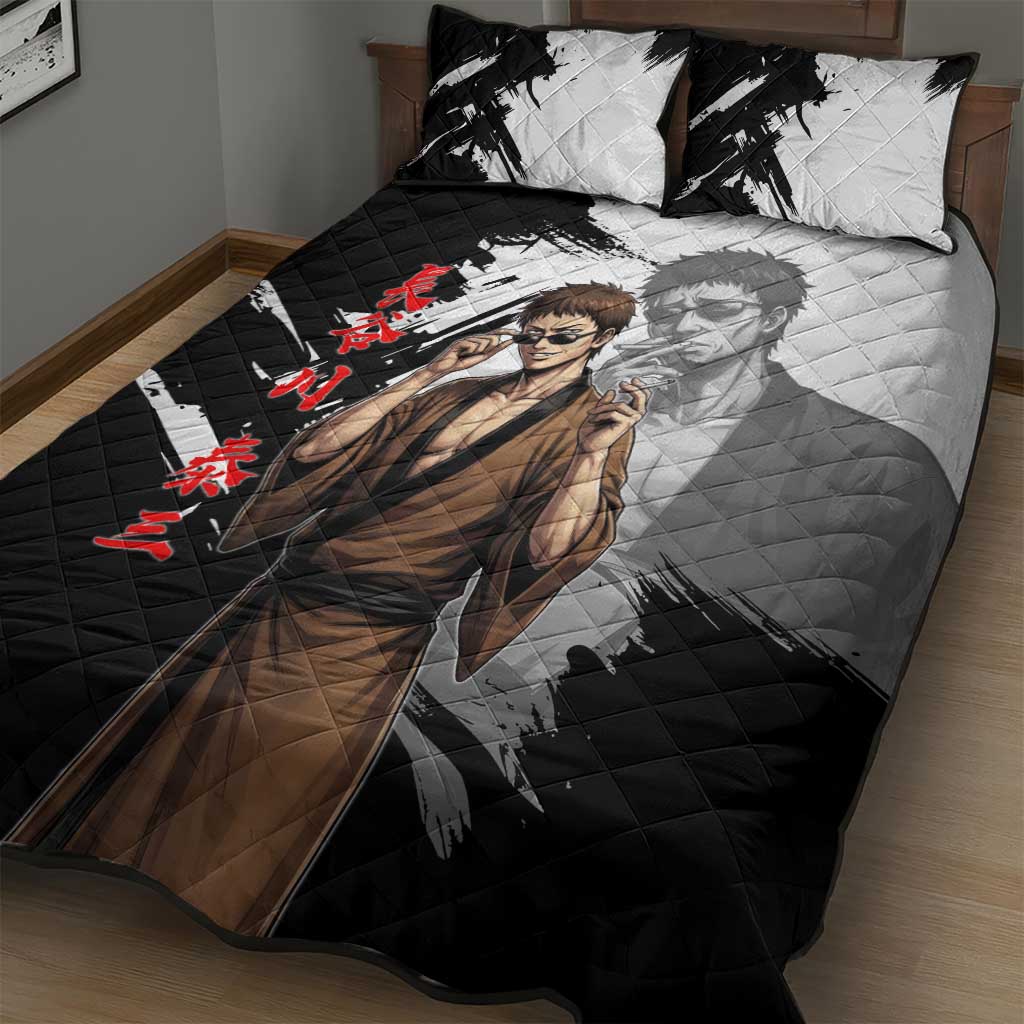 Taizo Hasegawa Quilt Bed Set Grunge Edo Comedy Ink Style