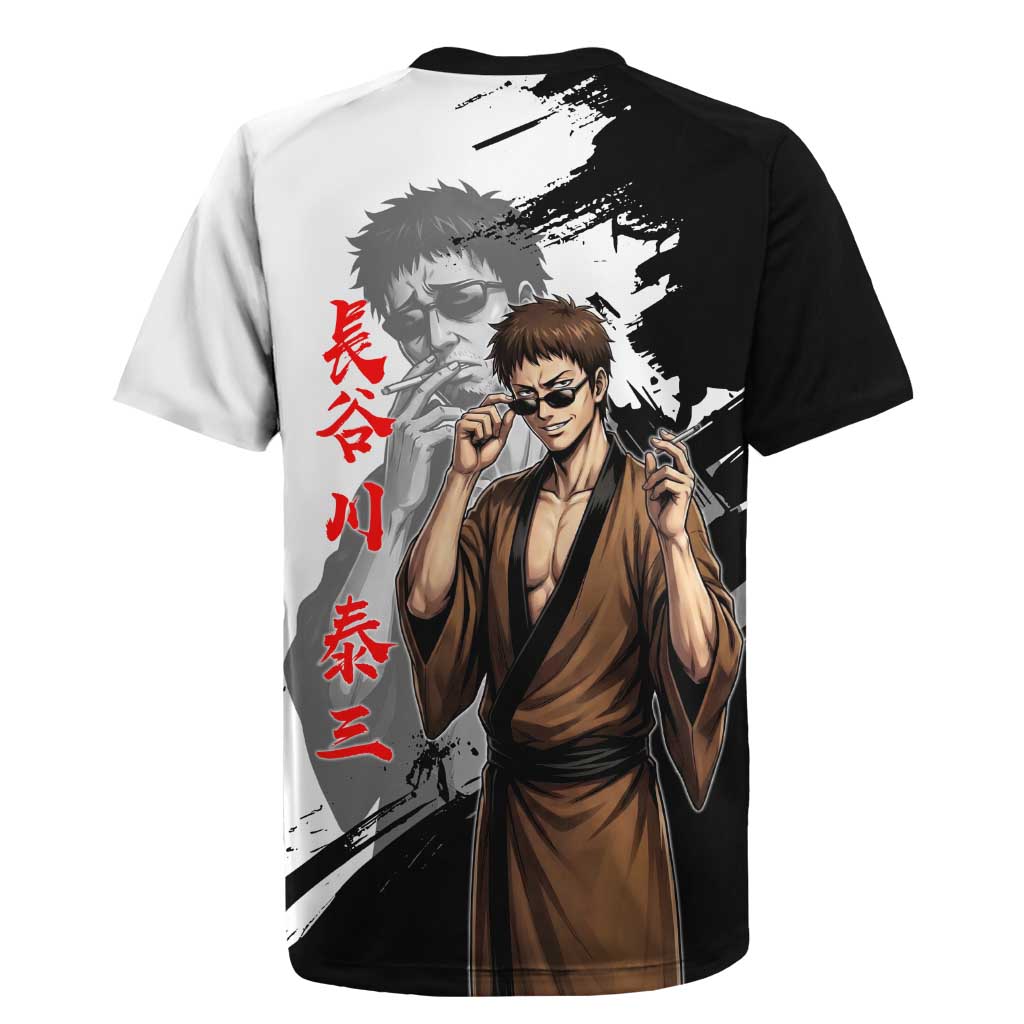 Taizo Hasegawa Rugby Jersey Grunge Edo Comedy Ink Style