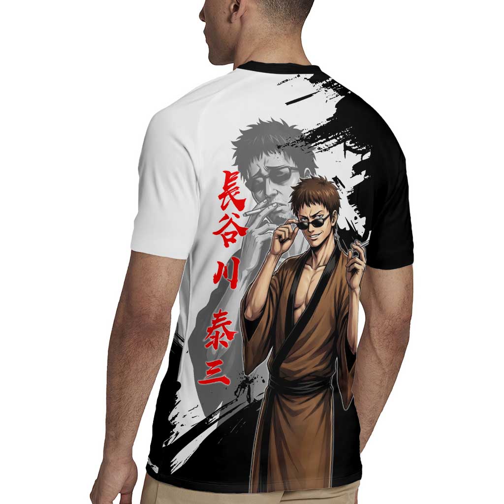Taizo Hasegawa Rugby Jersey Grunge Edo Comedy Ink Style