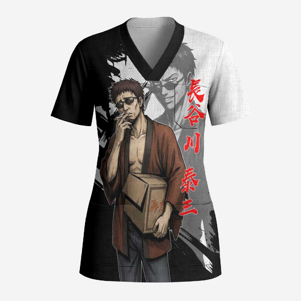 Taizo Hasegawa Scrub Top Grunge Edo Comedy Ink Style