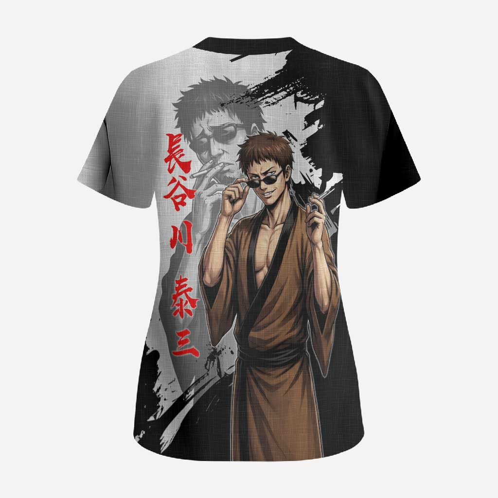 Taizo Hasegawa Scrub Top Grunge Edo Comedy Ink Style