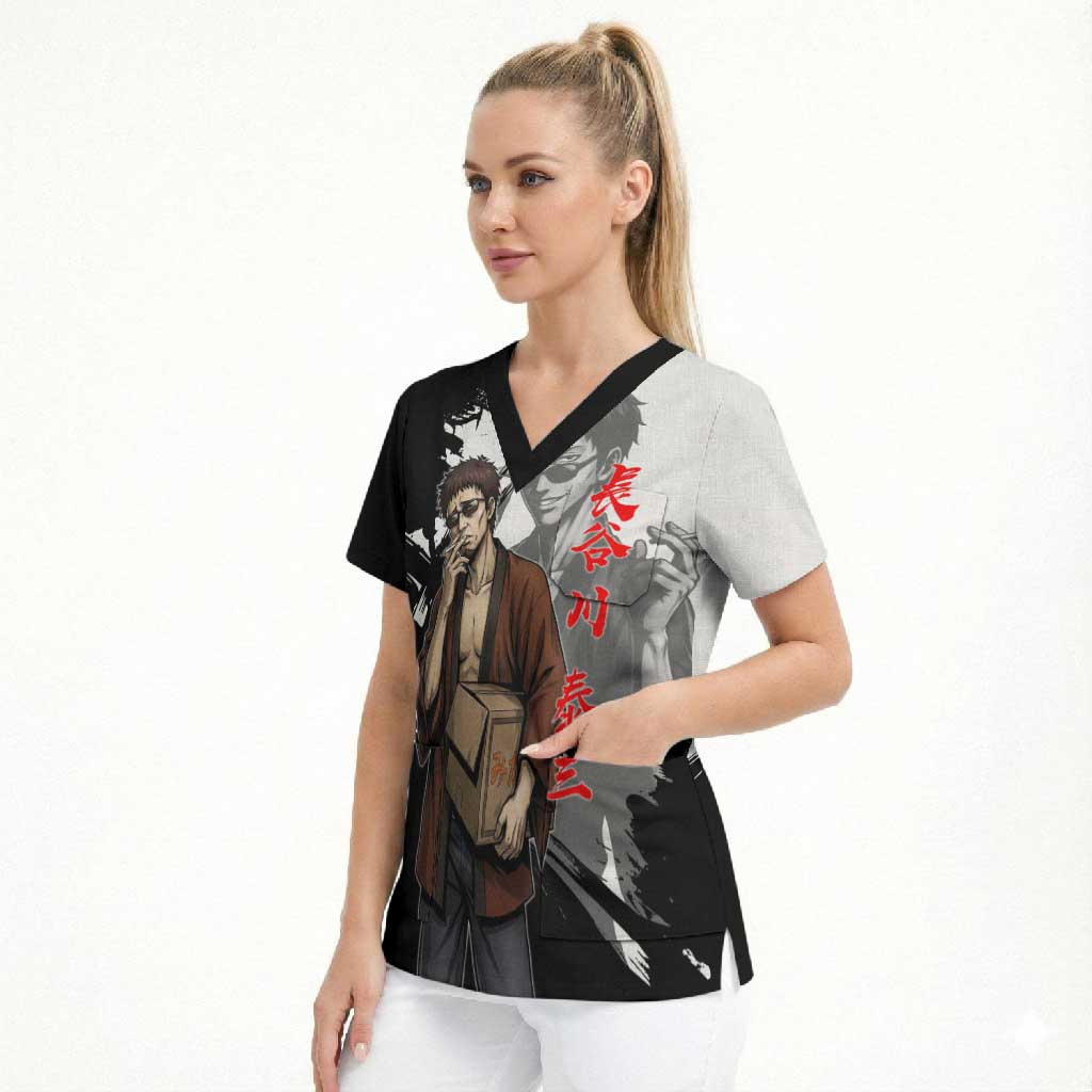 Taizo Hasegawa Scrub Top Grunge Edo Comedy Ink Style